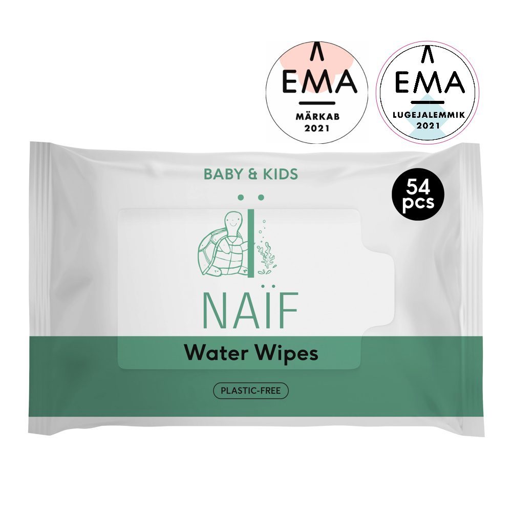 NAÏF plastikuvabad ja 100% biolagunevad niisked salvrätikud 54 tk