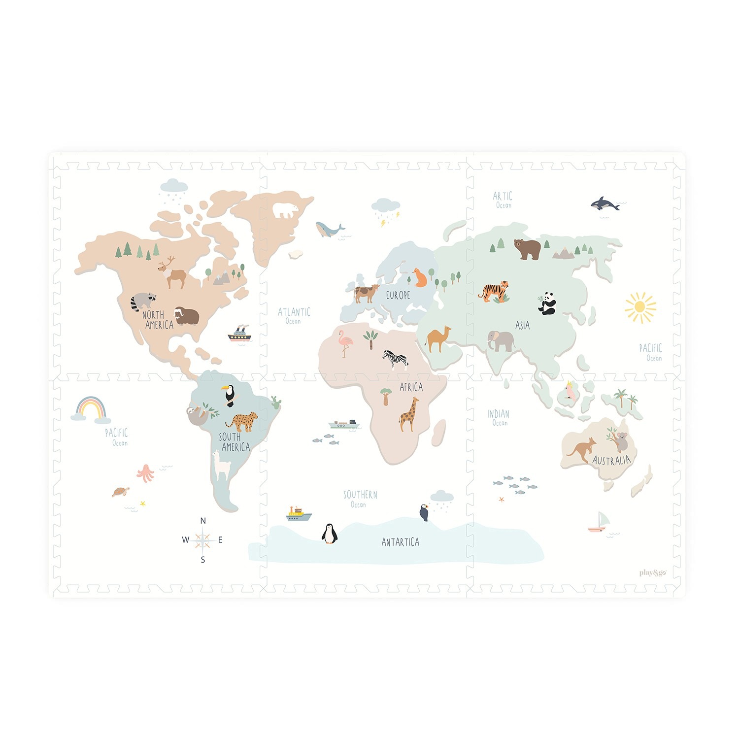 Play&Go suur kahepoolne puslematt/mängumatt Worldmap