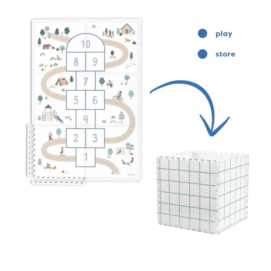 play&go tiloo suur kahepoolne puslematt/mängumatt Hopscotch