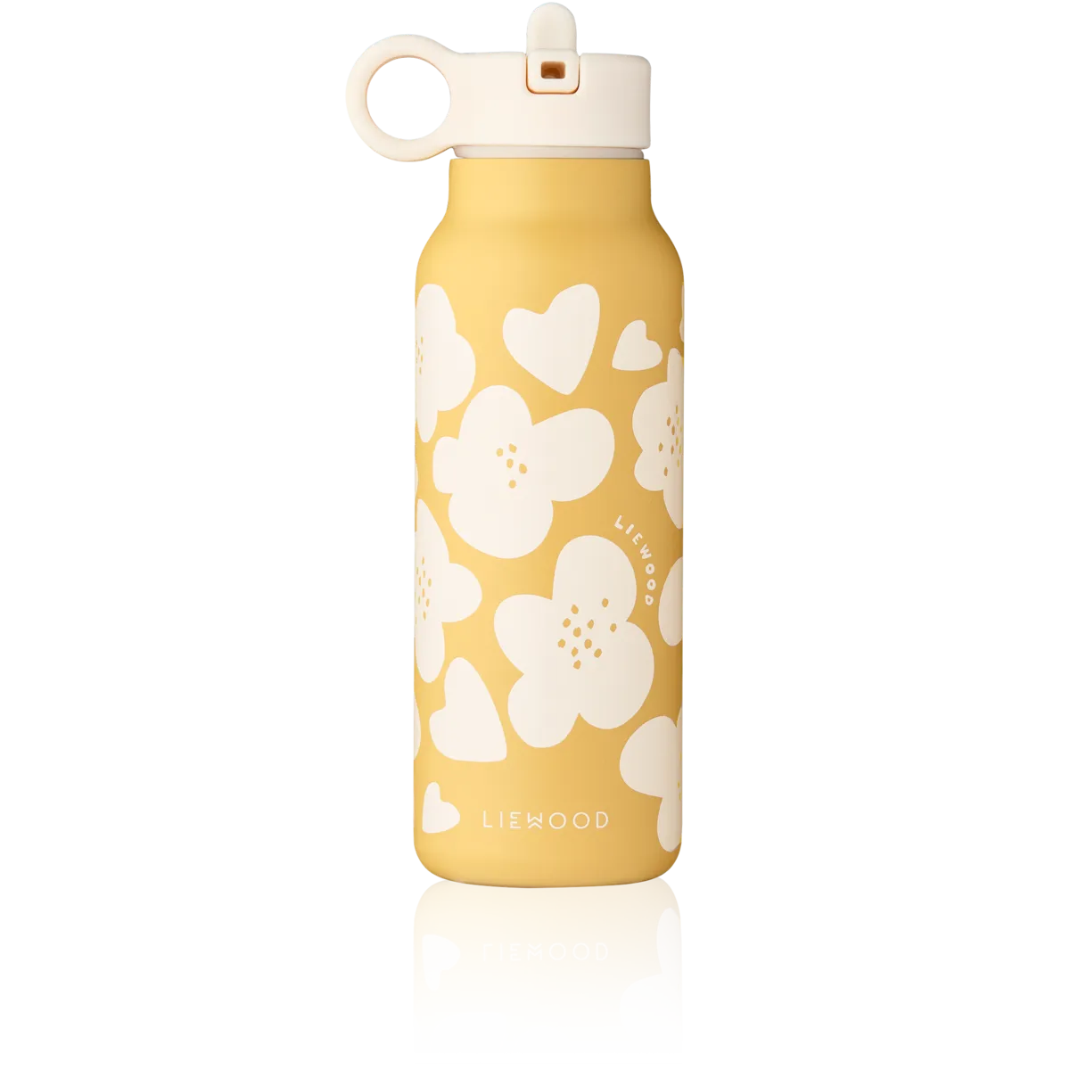 Liewood roostevabast terasest joogipudel/termospudel FALK 350 ml<span> - </span>Flower/Lemon Yellow