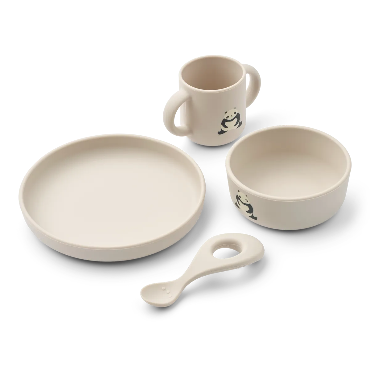Liewood printed 4-osaline silikoonist toidunõude komplekt VIVI<span> - </span>Panda/Sandy