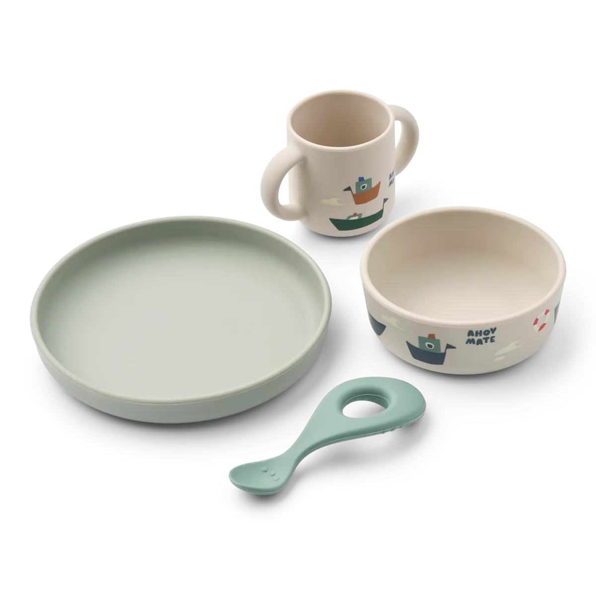 Liewood printed 4-osaline silikoonist toidunõude komplekt VIVI<span> - </span>Sailing/Sandy