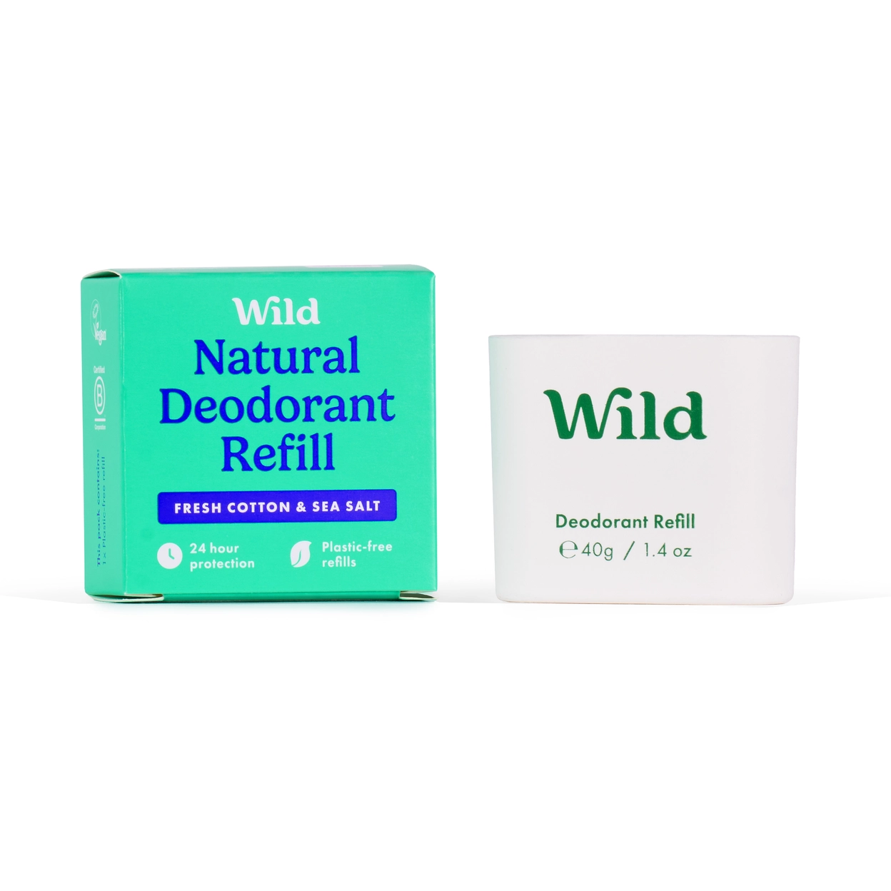 Wild pulkdeodorandi refill täitepakend Fresh Cotton & Sea Salt